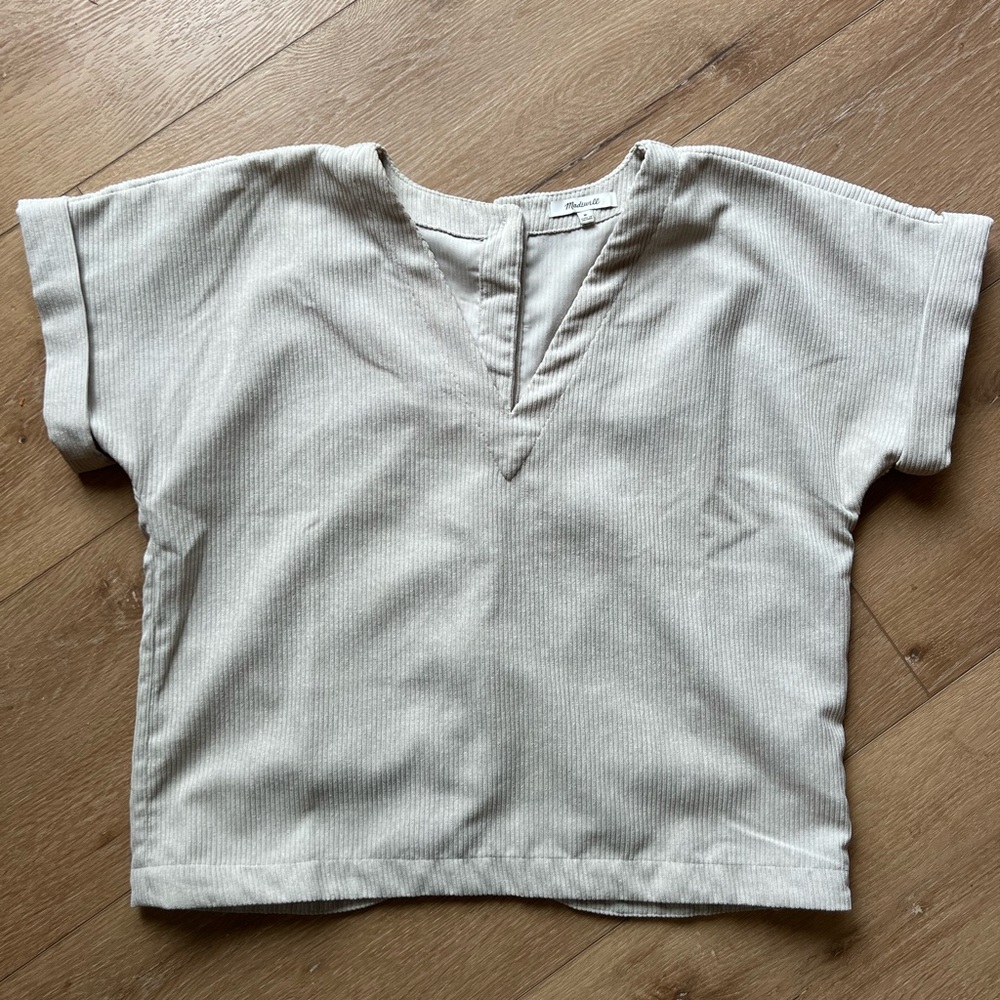 Madewell bone color corduroy dolman sleeve shirt